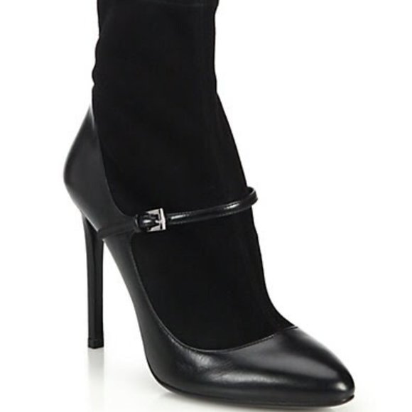 Prada Authentic NVT Black Suede Sock Leather Mary Jane Bootie - Picture 6 of 16